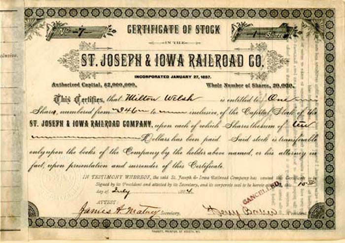 St. Joseph and Iowa Railroad Co.